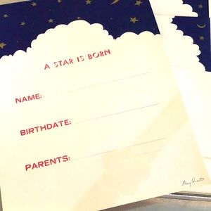 Mary Quant Baby Announcement Mid Century Stationary, set of 12, w/ envelopes.